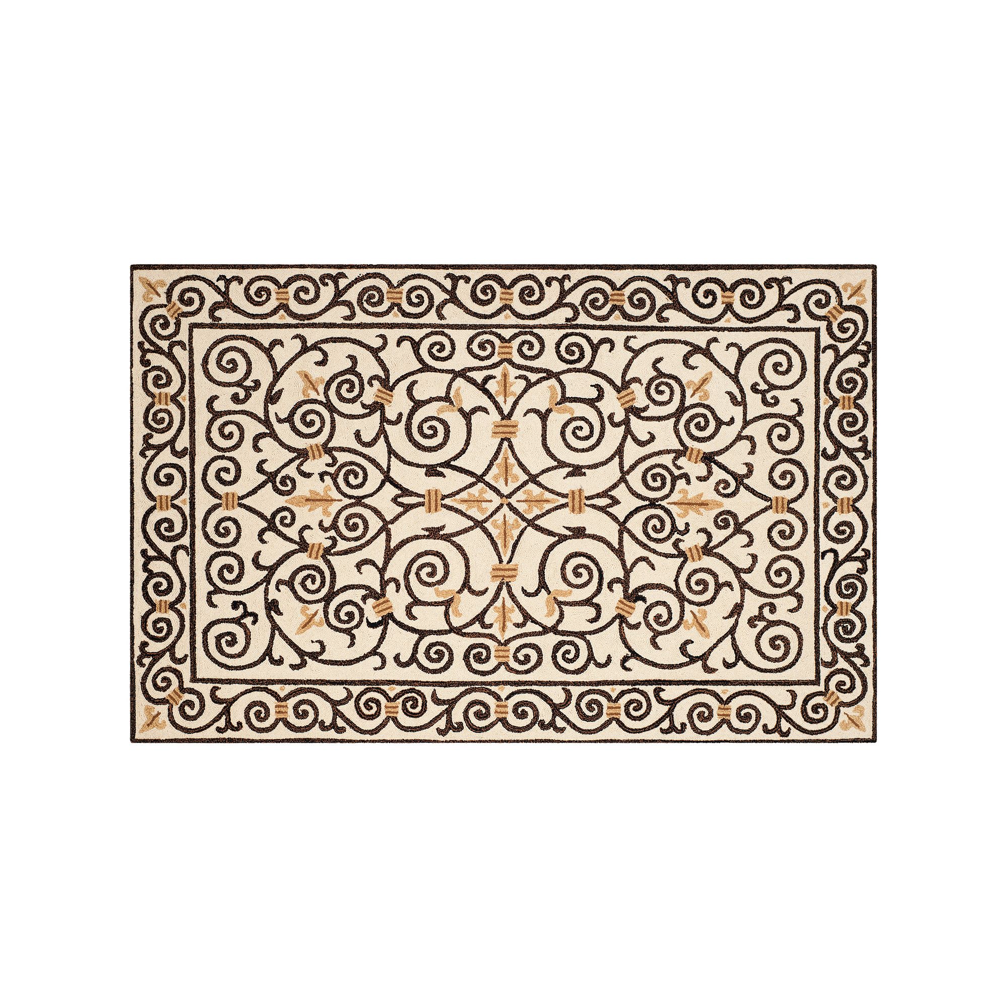 Safavieh Chelsea Scroll Hand Hooked Wool Rug, Ivory Dark Brown