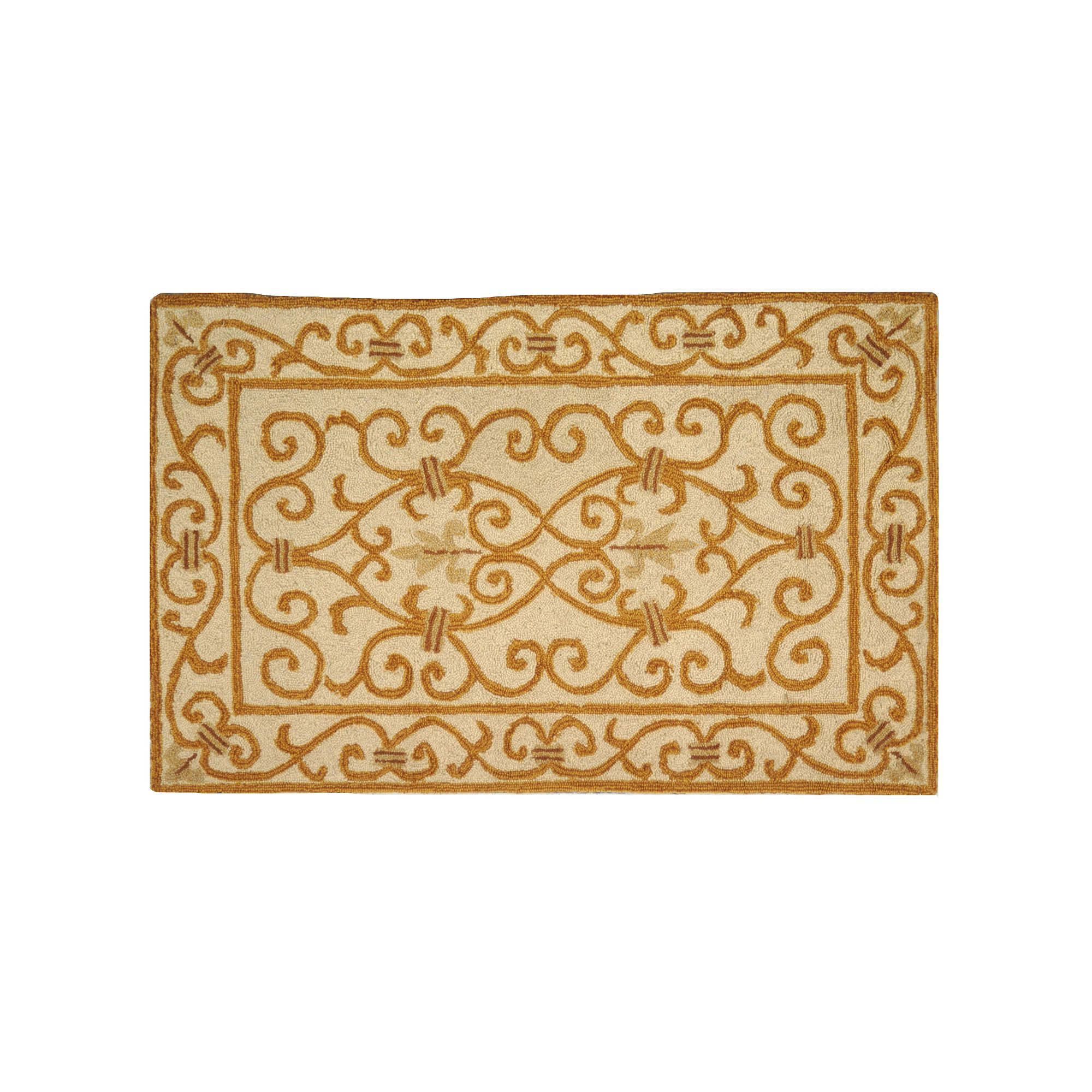 Safavieh Chelsea Scroll Hand Hooked Wool Rug, Ivory Gold