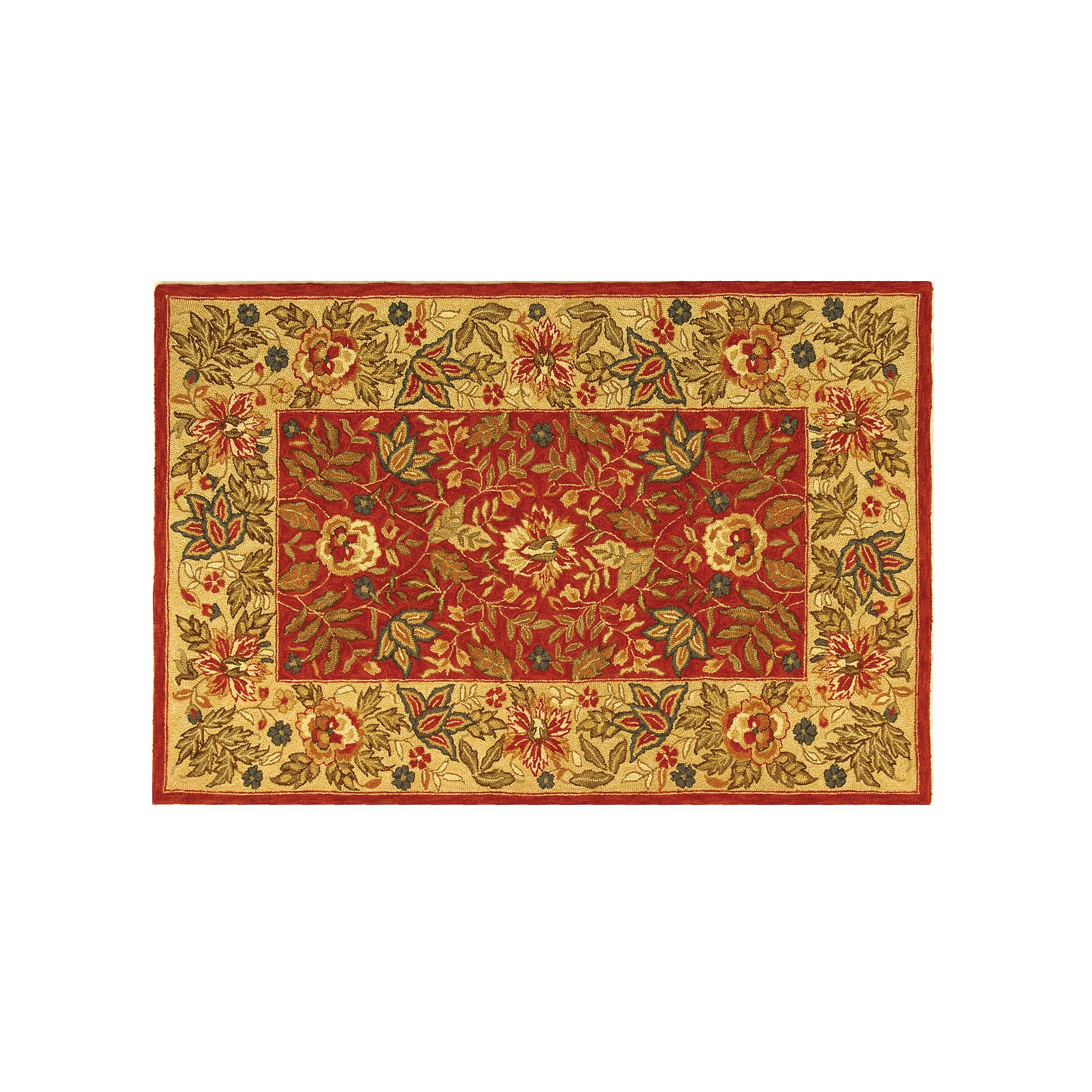 Safavieh Chelsea Floral Border Hand Hooked Wool Rug, Red Ivory