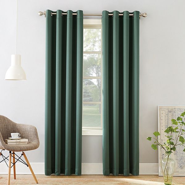 Sun Zero 1-Panel Gramercy Grommet Room Darkening Window Curtain - Everglade (54X63)