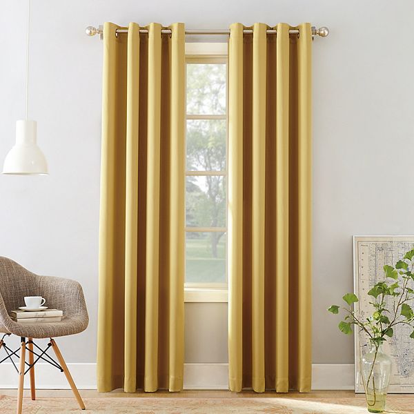 Sun Zero 1-Panel Gramercy Grommet Room Darkening Window Curtain - Flax (54X63)