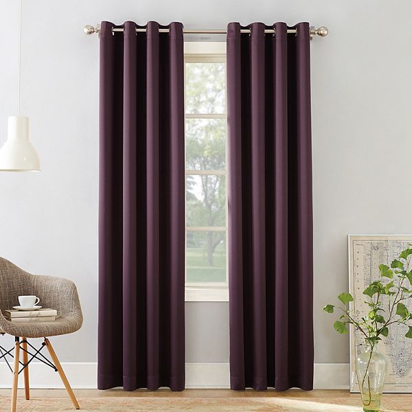 Sun Zero 1-Panel Gramercy Grommet Room Darkening Window Curtain - Plum (54X108)