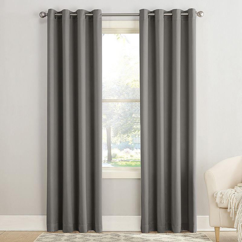 Sun Zero Solid Print Grommet Room Darkening Curtain Panel  54.0  x 108.0   Steel