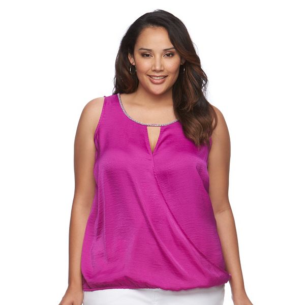 Plus Size Jennifer Lopez Embellished Crossover Top