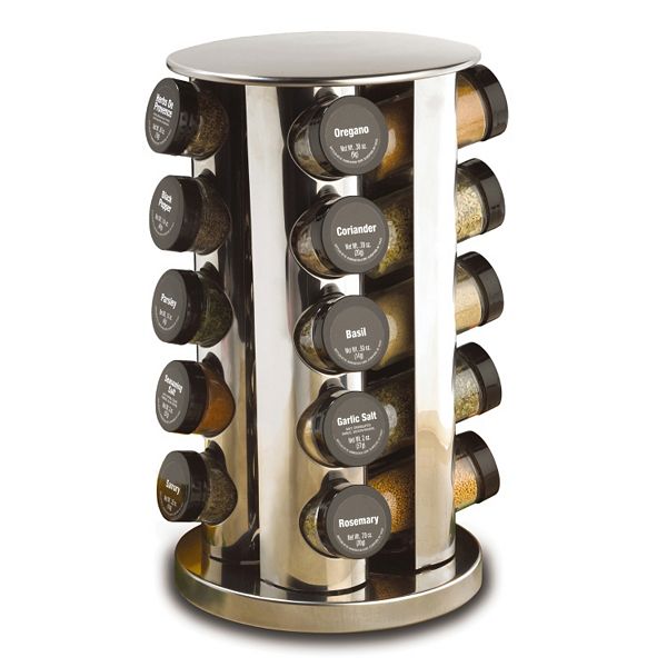 Kamenstein 16-Jar Revolving Spice Rack with Spices 