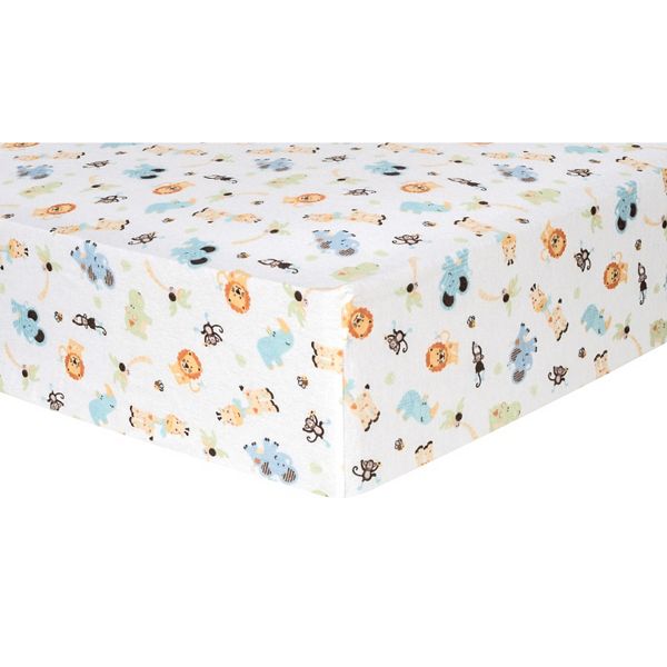 Trend Lab Zoo Animal Flannel Fitted Crib Sheet