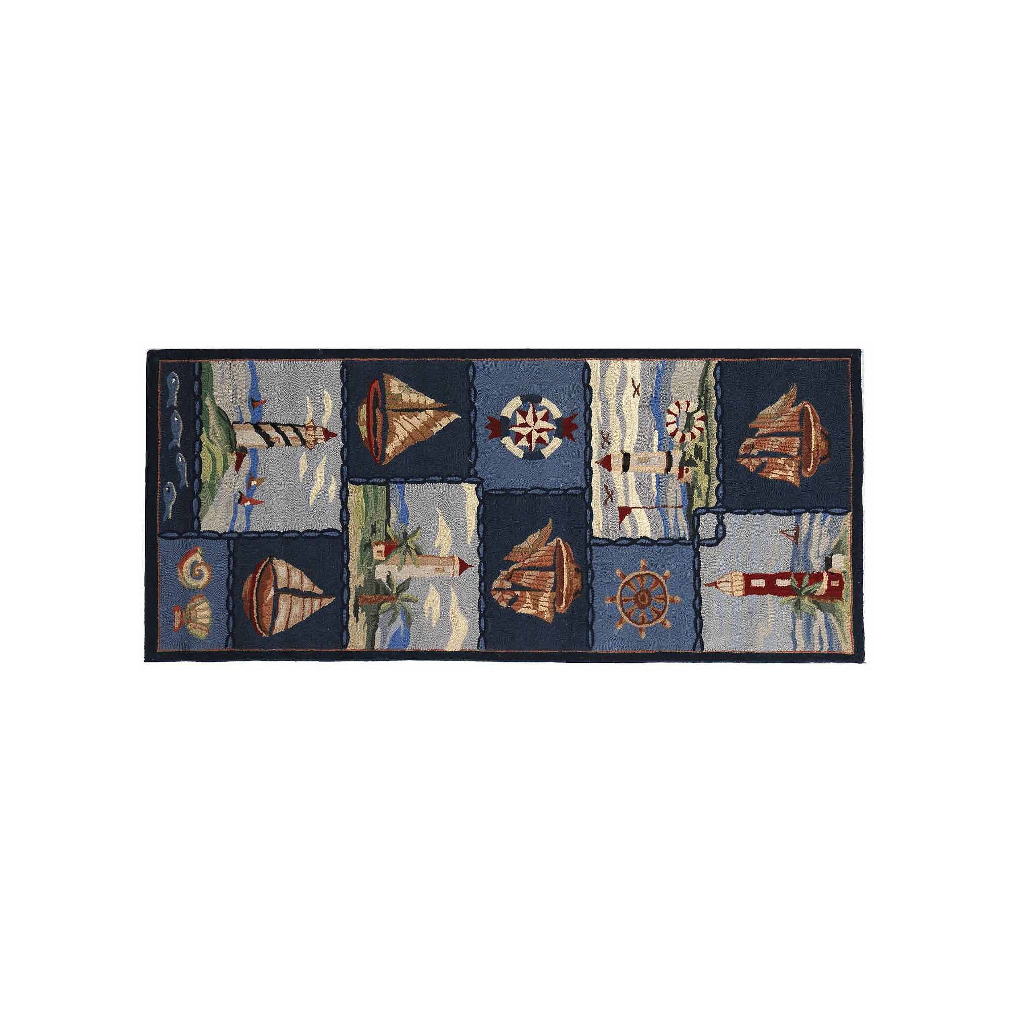 Safavieh Chelsea Wellfleet Nautical Hand Hooked Wool Rug, Blue