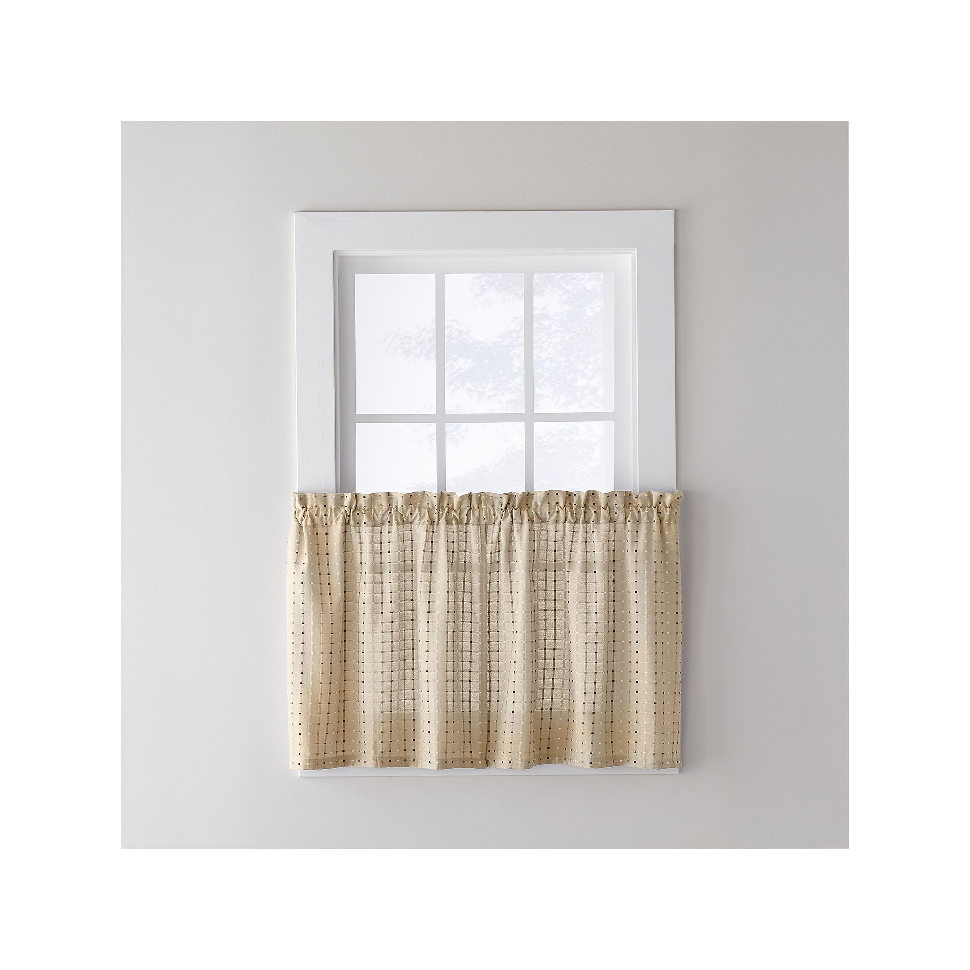 Saturday Knight, Ltd. Hopscotch Tier Curtain Pair, Neutral