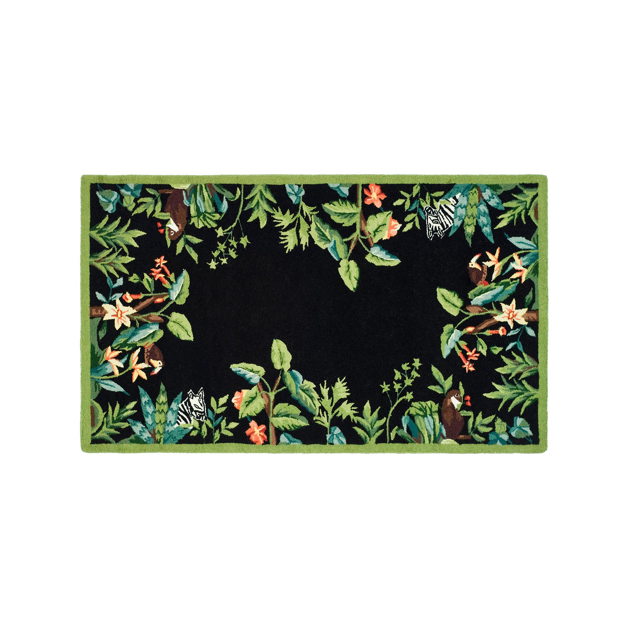 Safavieh Chelsea Jungle Trop Framed Floral Wool Rug, Black Green