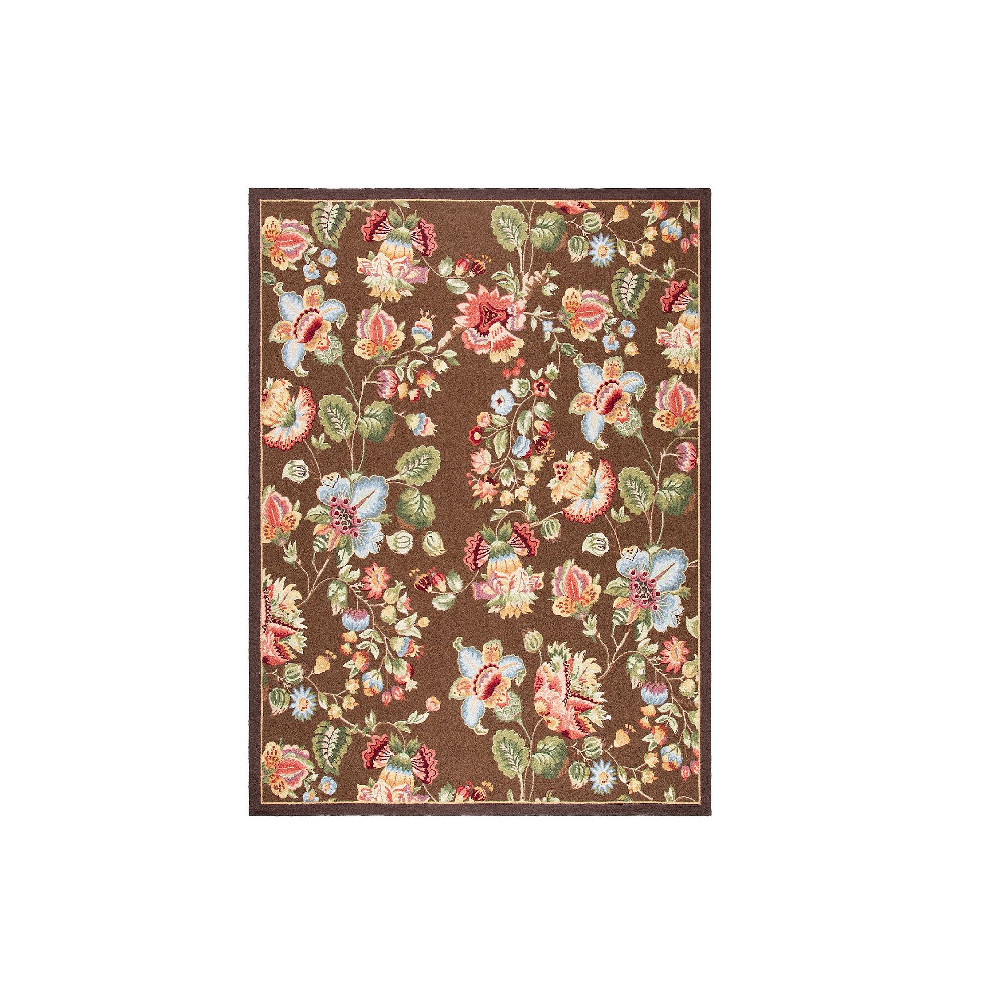Safavieh Chelsea Snapdragon Framed Floral Wool Rug, Brown