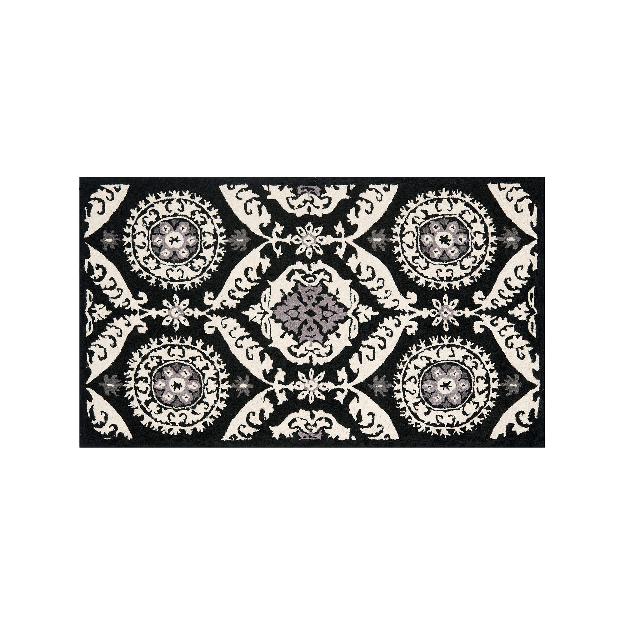 Safavieh Chelsea Abstract Medallion Hand Hooked Wool Rug, Black Ivory