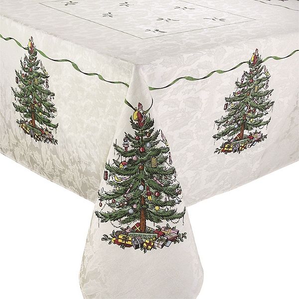Avanti Spode Tree Green 84"  Tablecloth - Multicolored
