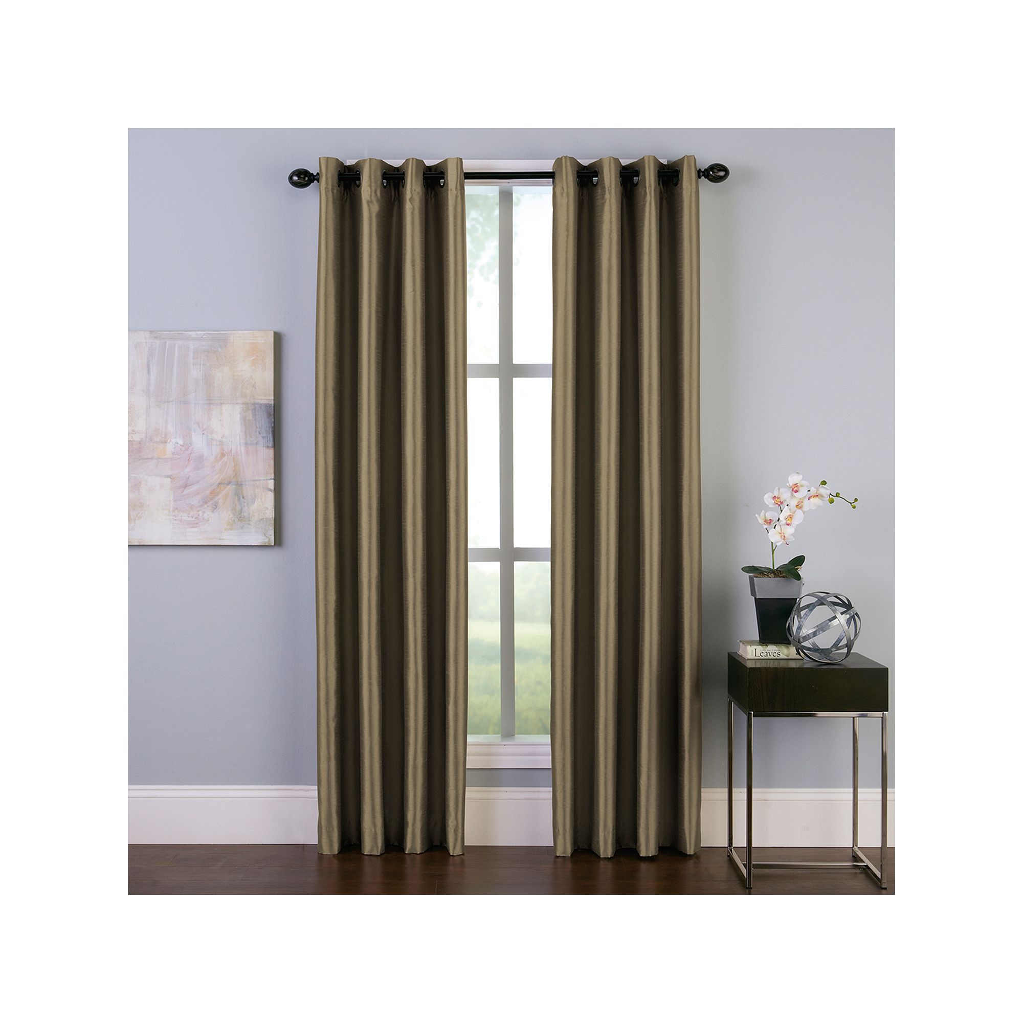 Window Curtainworks 1-Panel Malta Room Darkening Window Curtain, Bronze