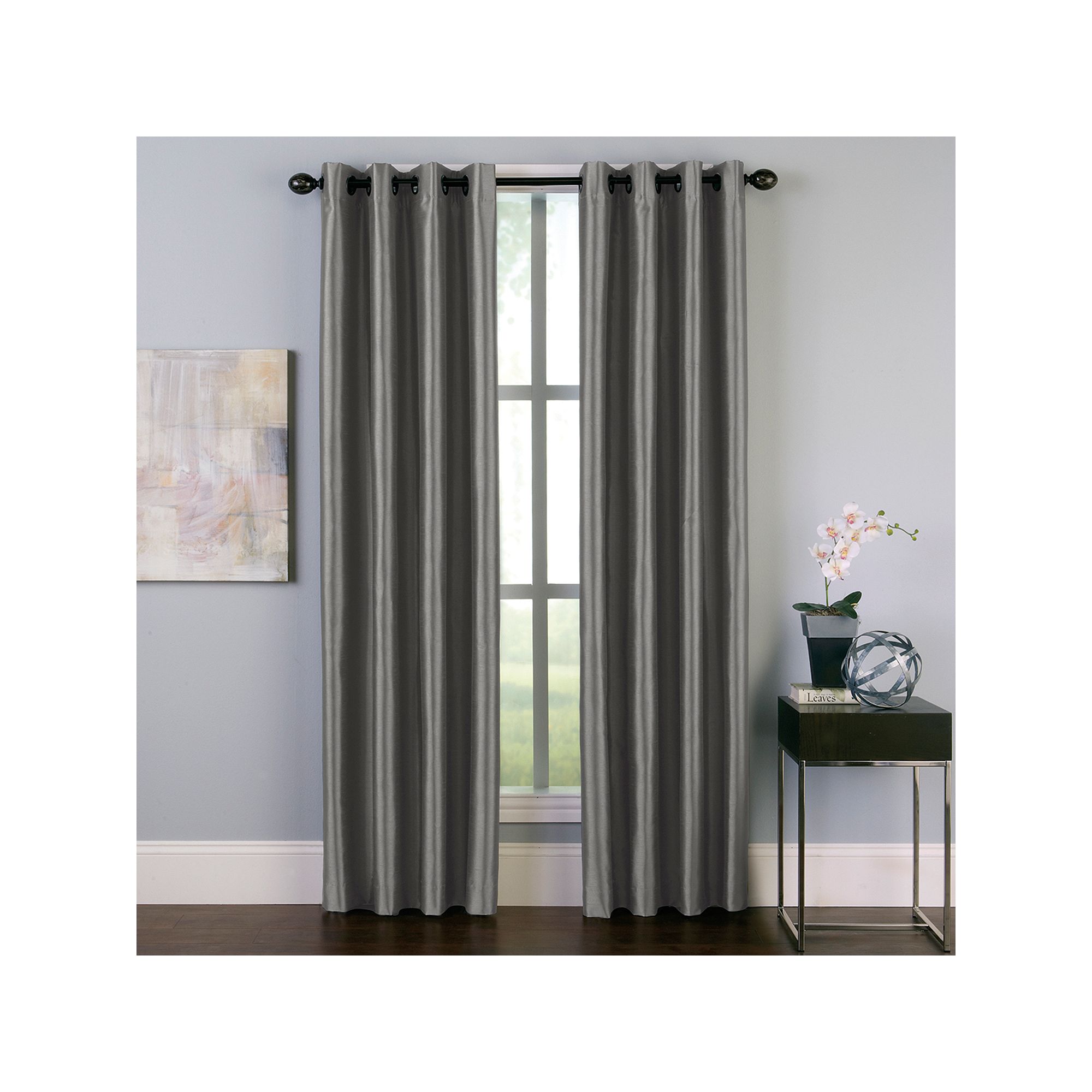 Window Curtainworks 1-Panel Malta Room Darkening Window Curtain, Silver