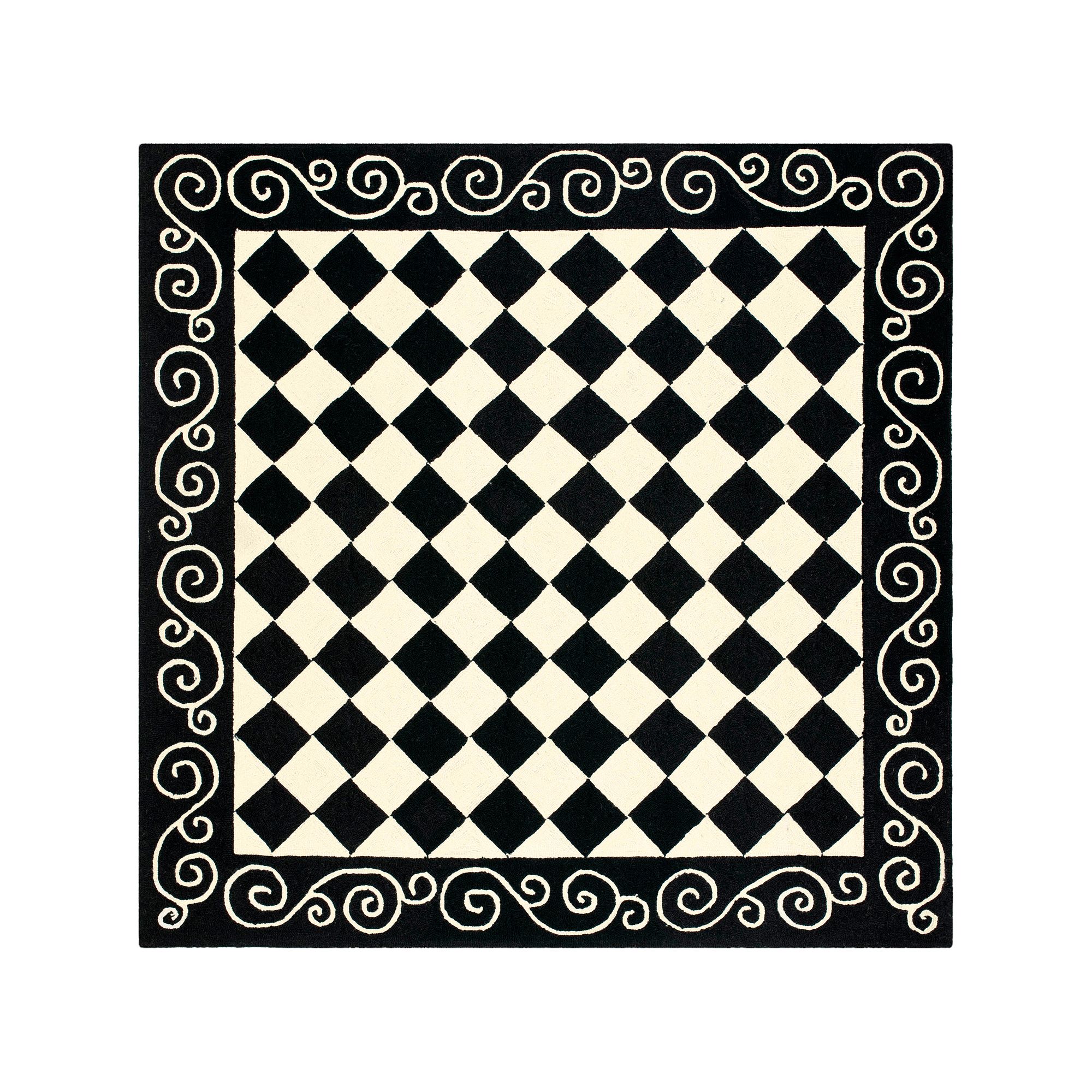 Safavieh Chelsea Checkerboard Framed Wool Rug, Black Ivory