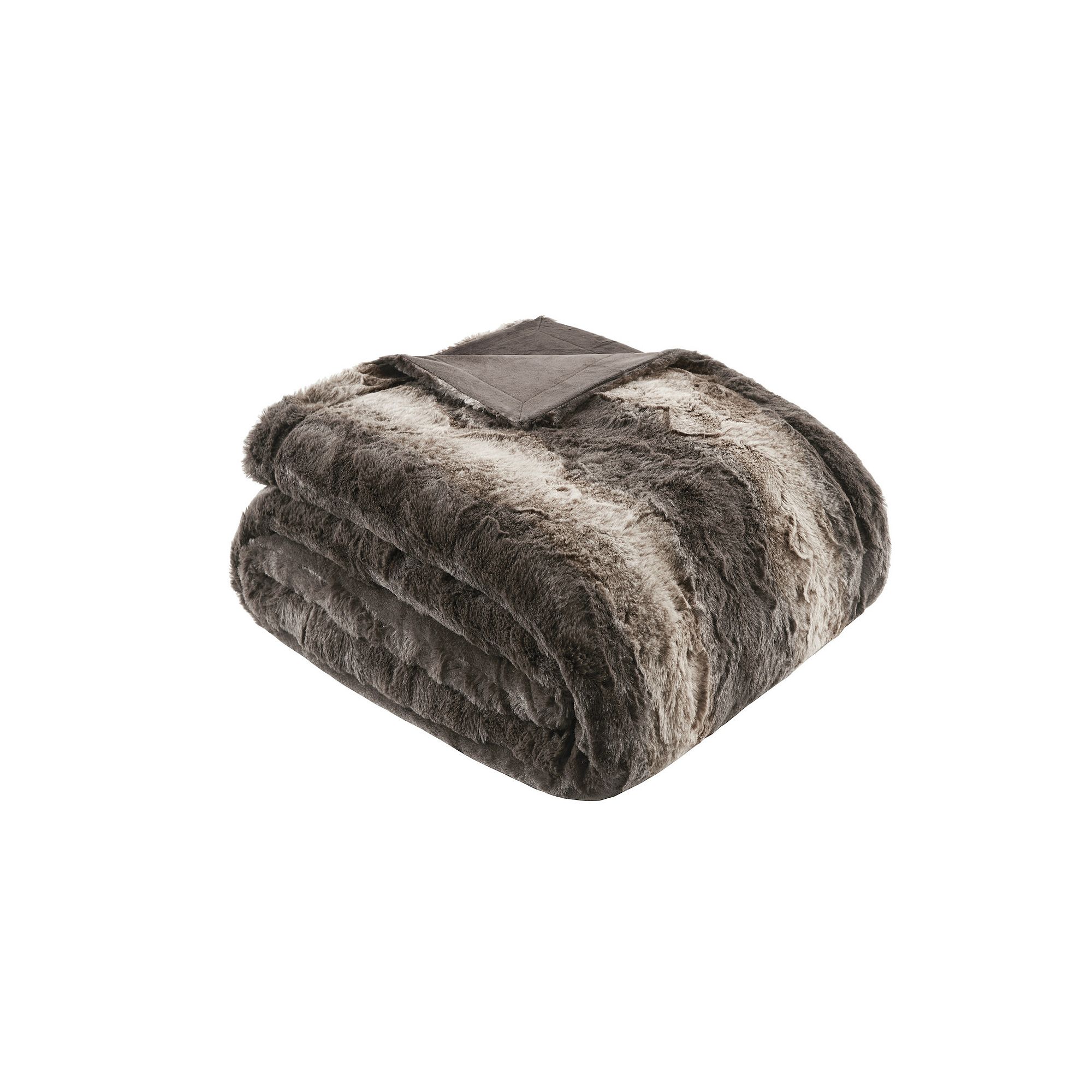 Madison Park Marselle Oversized Faux Fur Throw Blanket, Brown