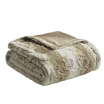 Madison Park Marselle Oversized Faux Fur Throw Blanket
