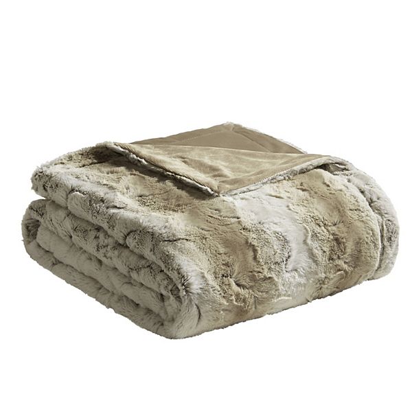 Madison Park Marselle Oversized Faux Fur Throw Blanket - Sand