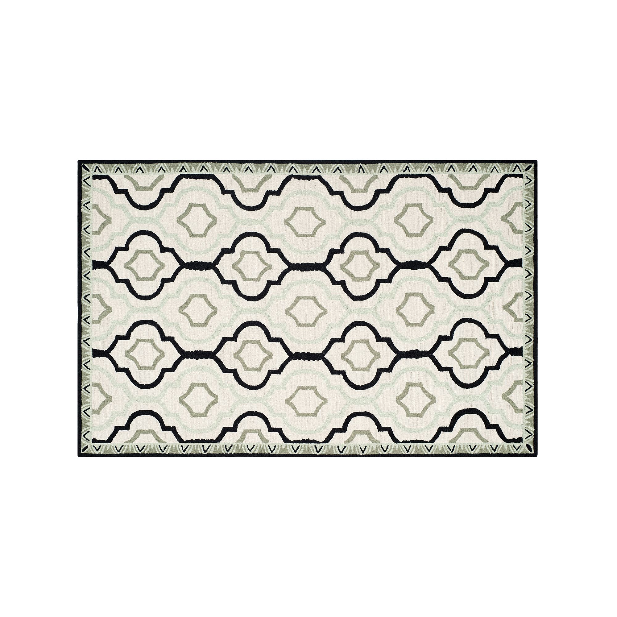 Safavieh Chelsea Quatrefoil Hand Hooked Wool Rug, Ivory Black