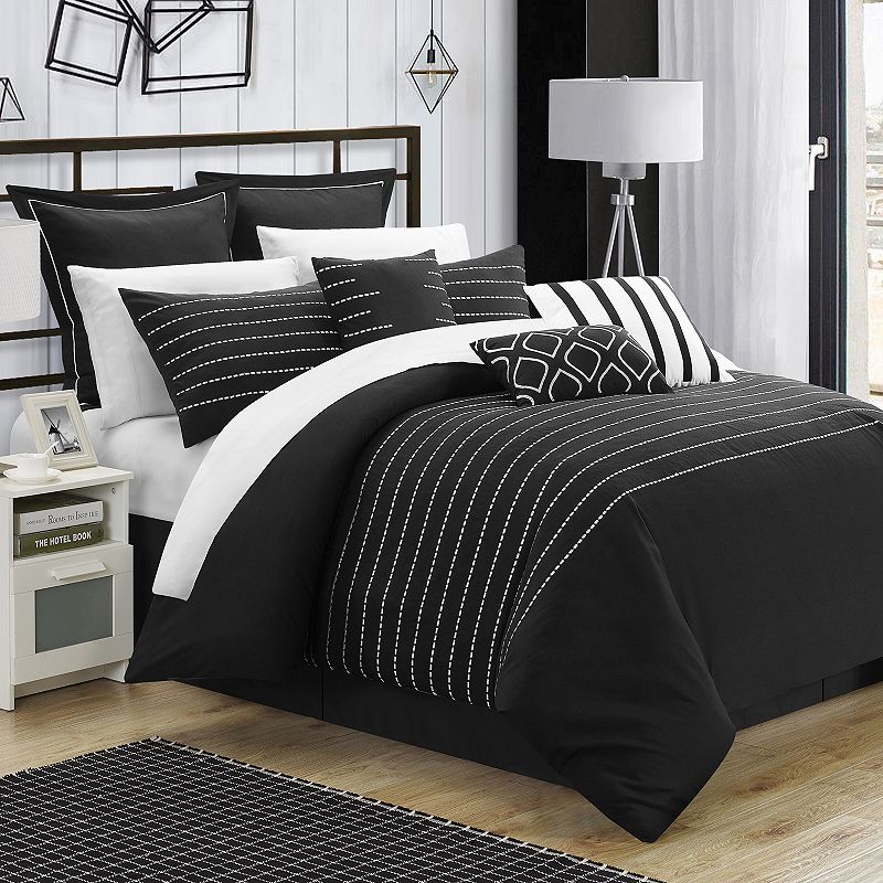 Chic Home Brenton 9-pc. Comforter Set, Black, Queen