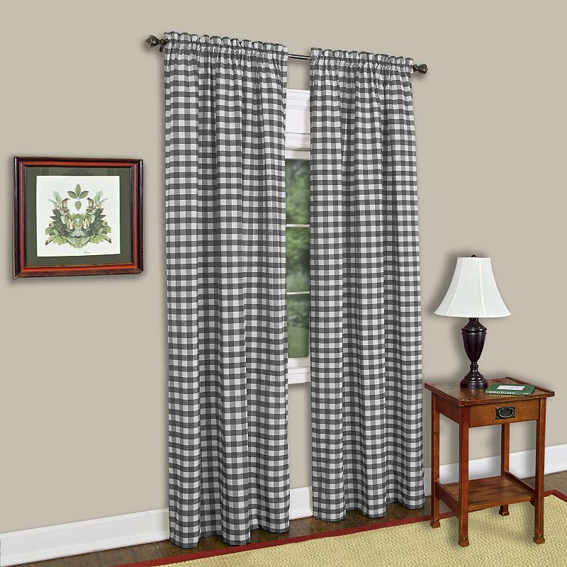 17865250 Buffalo Check 1-Panel Window Curtain, Black, 42X95 sku 17865250