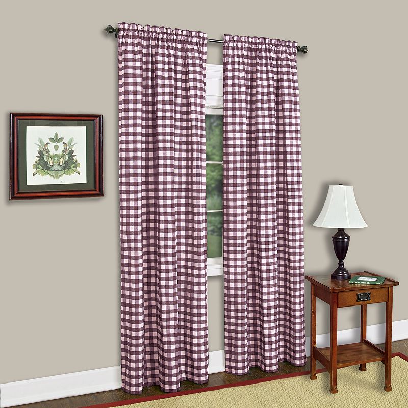 Buffalo Check 1-Panel Window Curtain, Red, 42X95