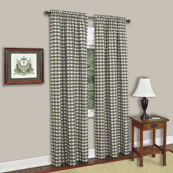 Buffalo 2" Checkered Polyester Curtain Window Treatment/Decor Panel Black White 
