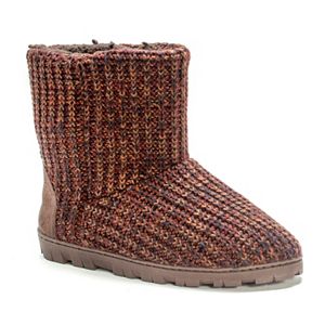MUK LUKS Women's Marled Knit Boot Slippers