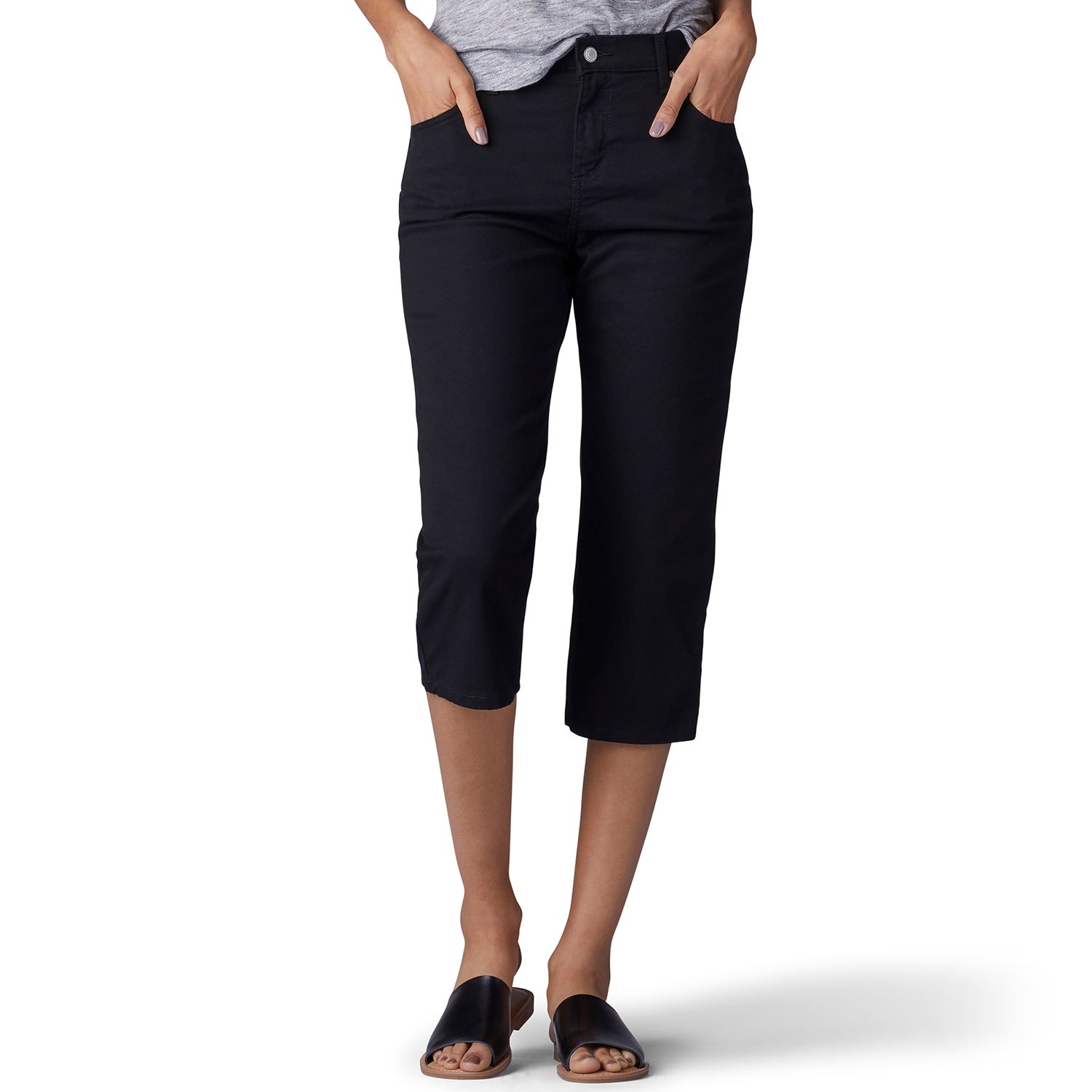 women's lee relaxed fit denim capris