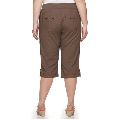 Plus Size Gloria Vanderbilt Dahlia Cuffed Twill Pull-On Capris