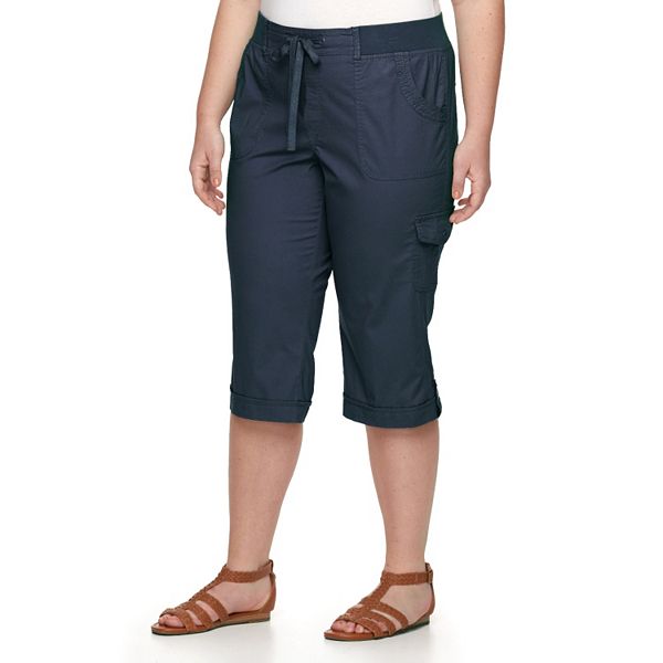 Plus Size Gloria Vanderbilt Dahlia Cuffed Twill Pull-On Capris