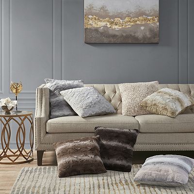 Madison Park Marselle Faux Fur Square Throw Pillow