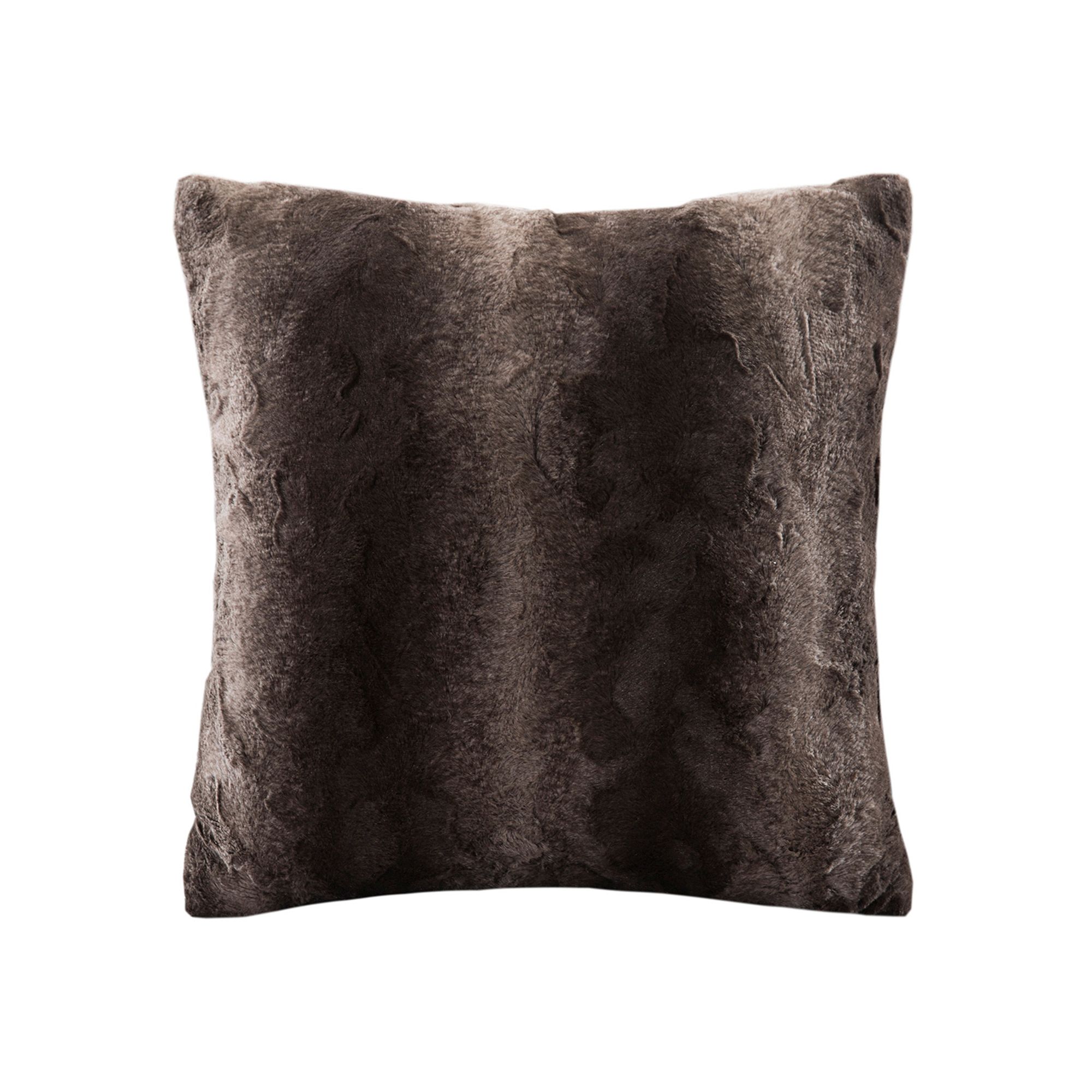 Madison Park Marselle Faux Fur Square Throw Pillow, Brown
