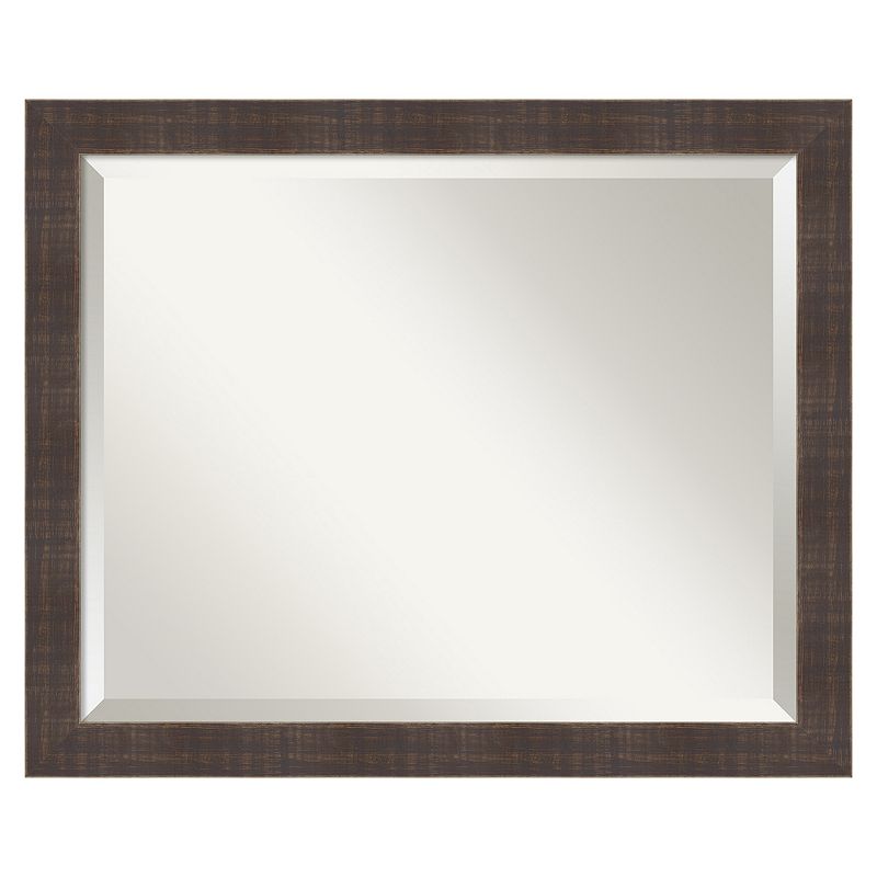 Rustic Beveled Wall Mirror, Brown, 22 X 18