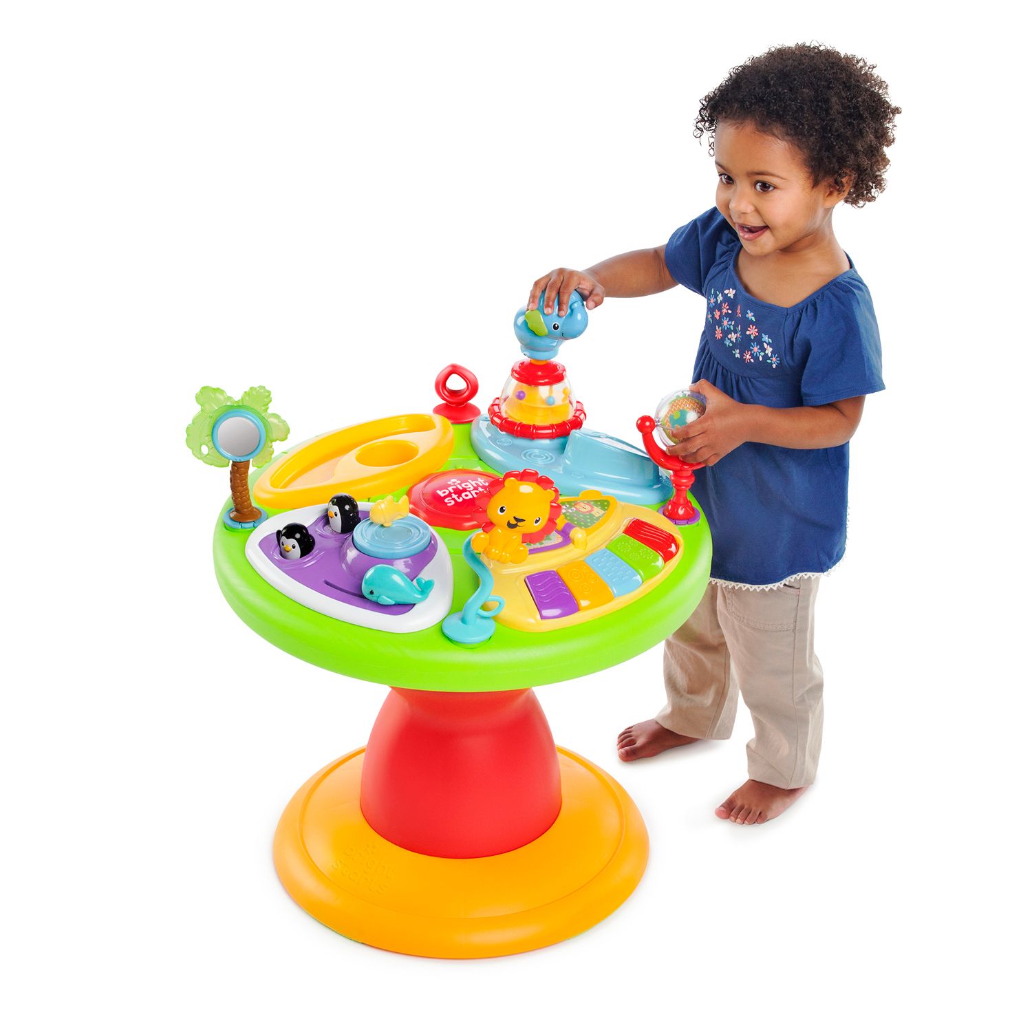 bright starts zippity zoo 3 in 1 around we go activity table seat baby walker