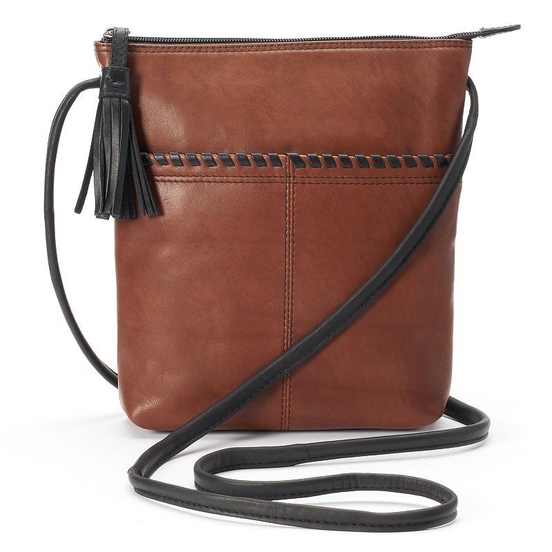 ili Leather Tassel Crossbody Bag, Toffee Black