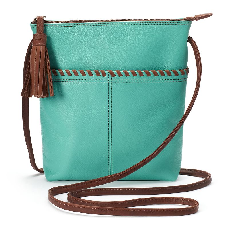 ili Leather Tassel Crossbody Bag, Turquoise Toffee