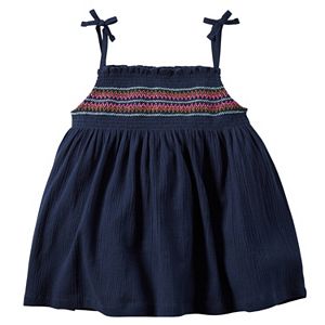 Girls 4-8 Carter's Embroidered Smocked Gauze Tank Top