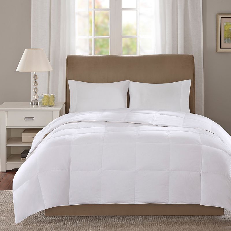 Cotton Sateen Down Comforter Level 1 300 Thread Count 3M Scotchgard (Full/Queen) White