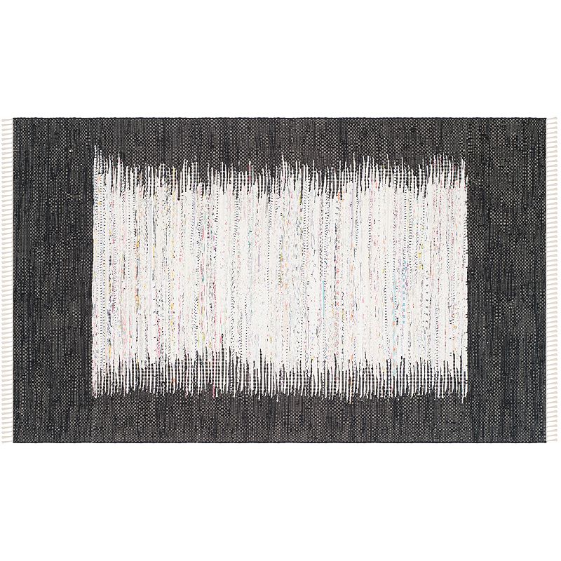 Safavieh Montauk Linden Abstract Handcrafted Flatweave Rug, Black, 4Ft Rnd