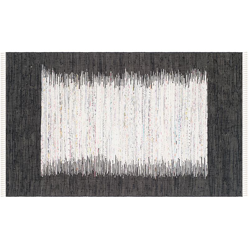 Safavieh Montauk Linden Abstract Handcrafted Flatweave Rug, Black, 6Ft Rnd
