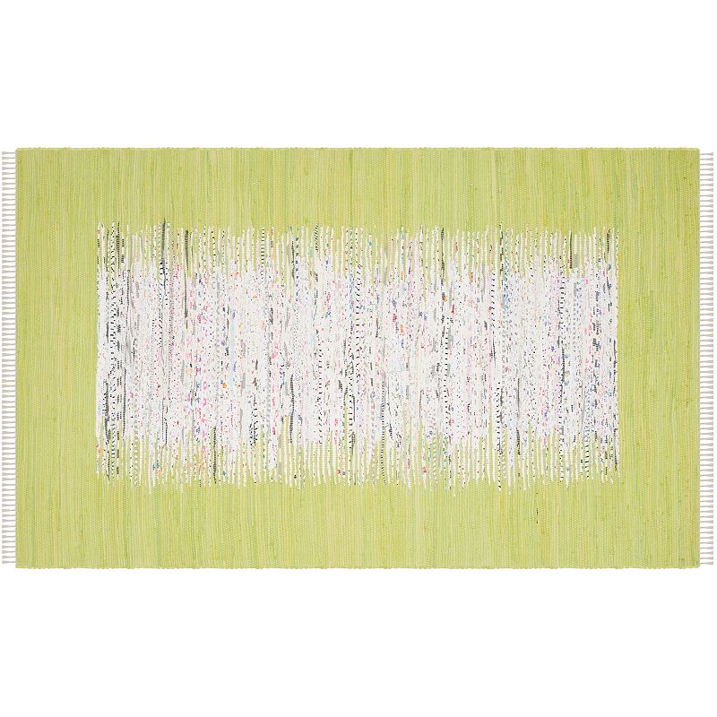 Safavieh Montauk Linden Abstract Handcrafted Flatweave Rug, Green, 6Ft Rnd