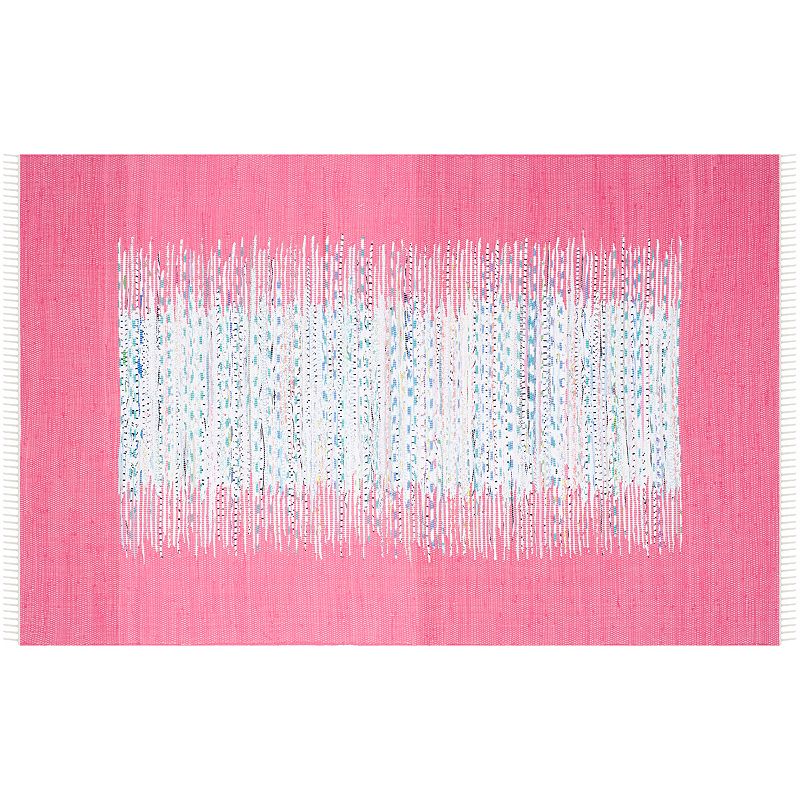 Safavieh Montauk Linden Abstract Handcrafted Flatweave Rug, Pink, 6FT Sq