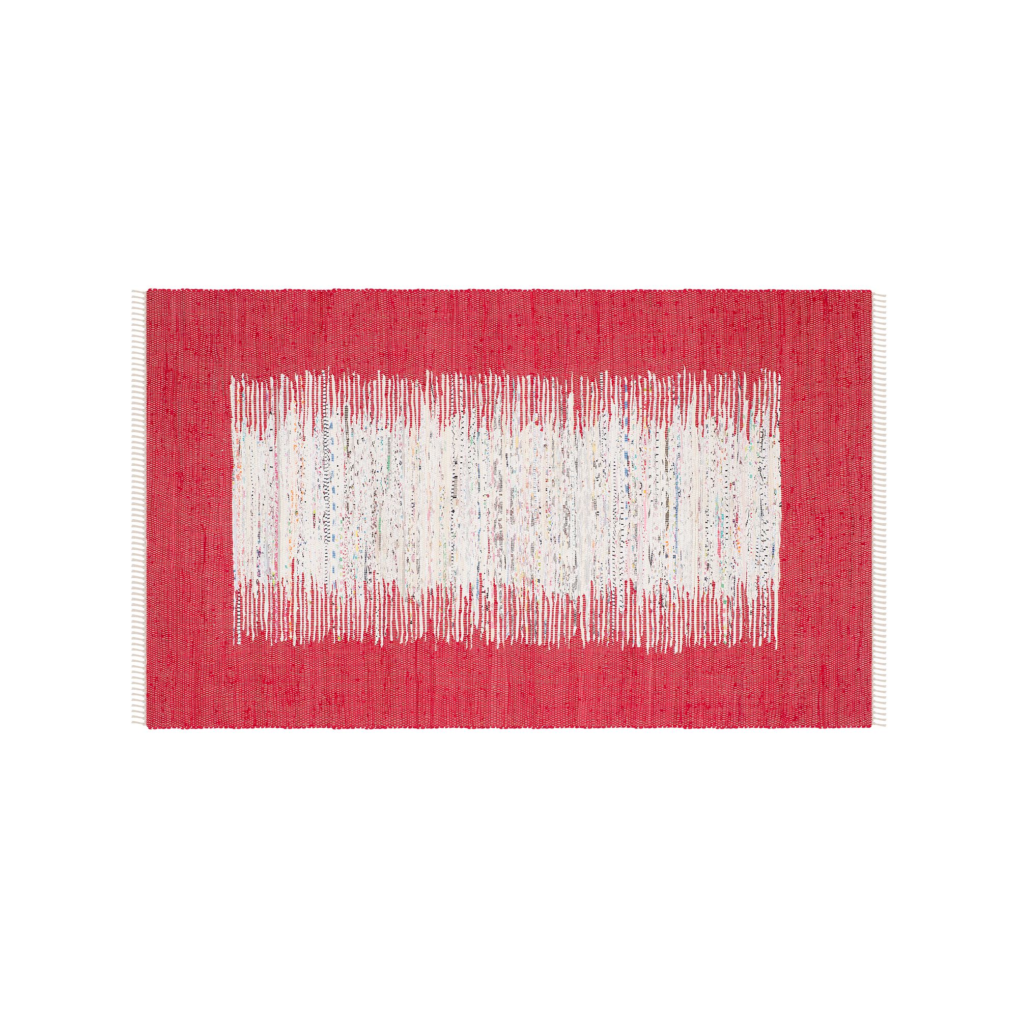 Safavieh Montauk Linden Abstract Handcrafted Flatweave Rug, Ivory Red