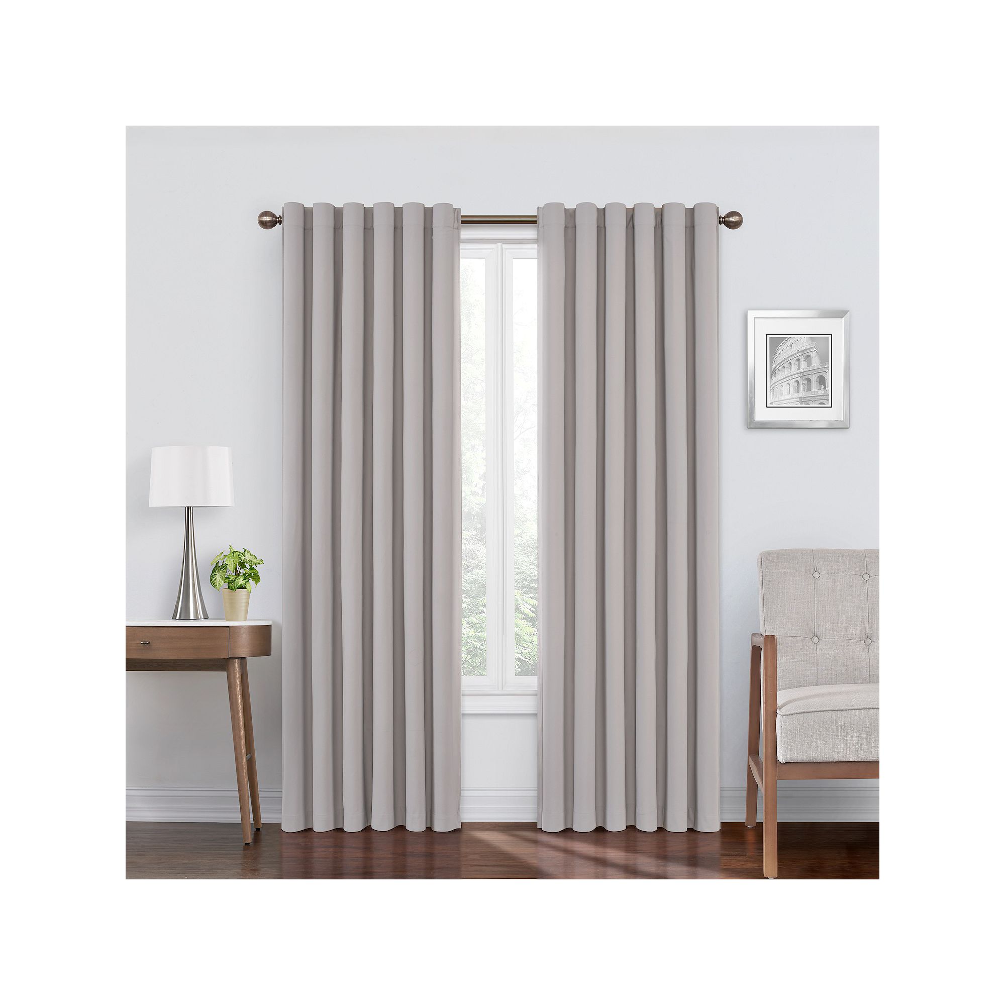 eclipse Absolute Zero Bradley 100% Blackout 1-Panel Window Curtain, Pale Gr