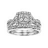 Simply Vera Vera Wang 14k Gold 1/2 Carat T.W. Certified Diamond Square Halo Engagement Ring Set