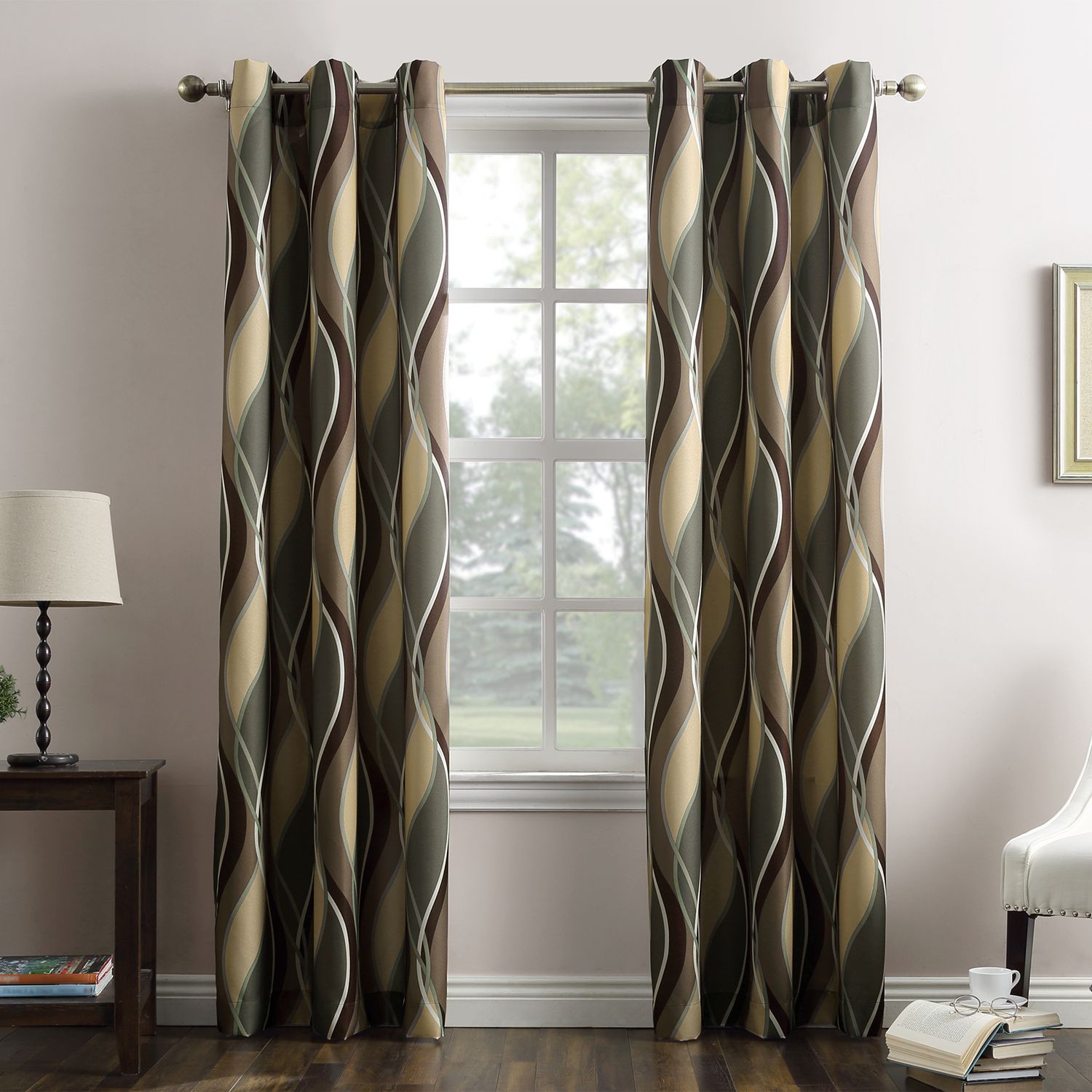 Green Geometric Curtains Drapes Window Treatments Home Decor