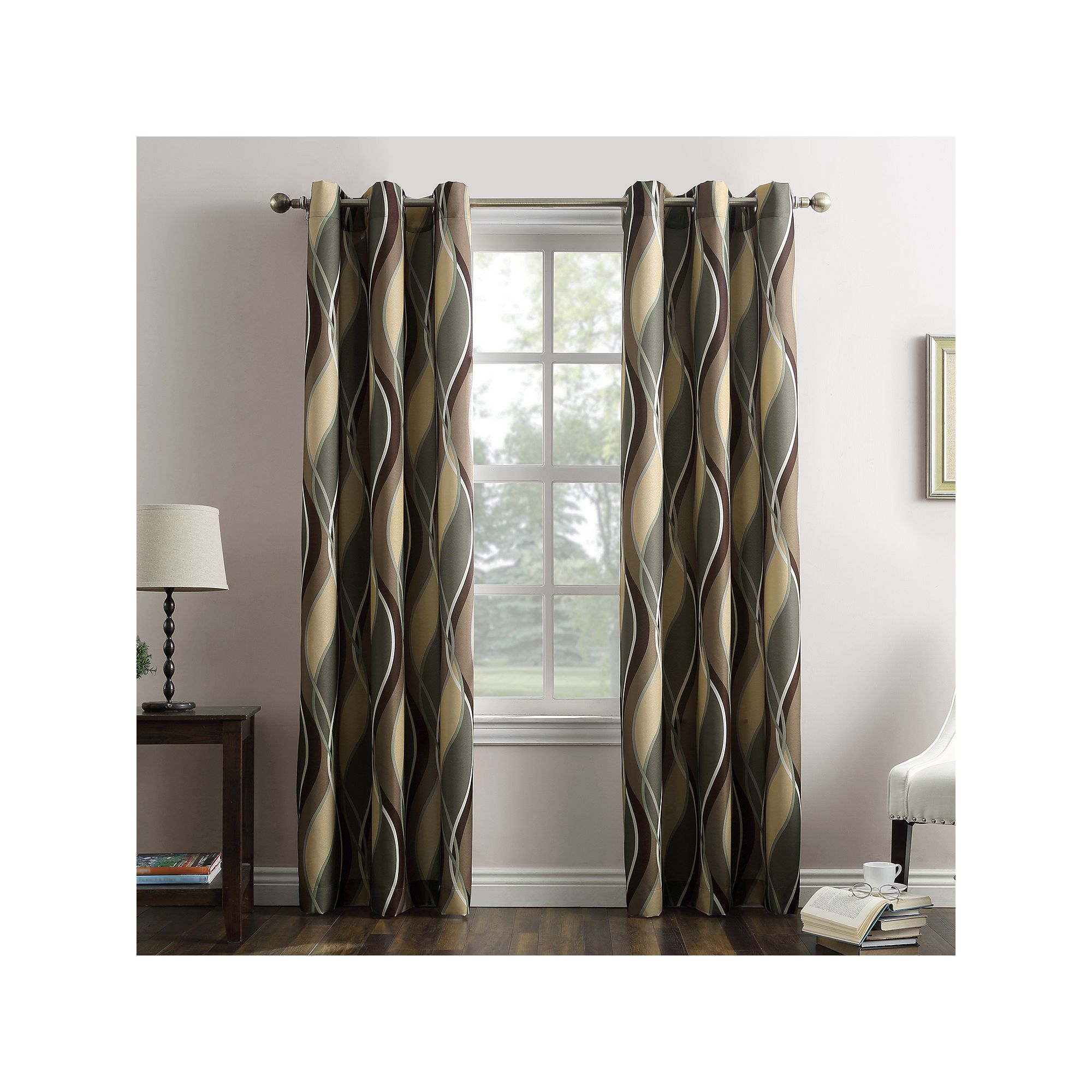No. 918 1-Panel Intersect Window Curtain, Green
