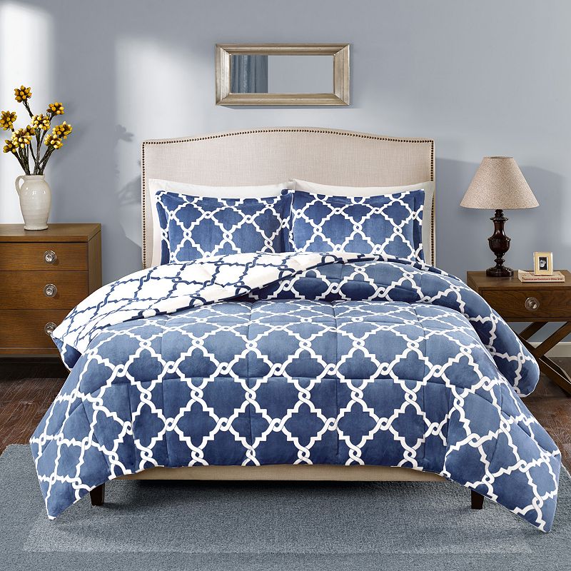 True North by Sleep Philosophy Alston Plush Reversible Comforter Set, Purpl