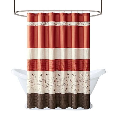 Madison Park Belle Faux Silk Embroidered Floral Shower Curtain